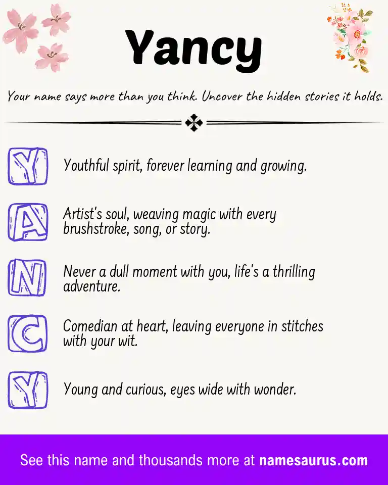 Acrostic poem about Yancy.