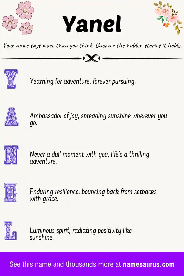 Acrostic poem about Yanel.