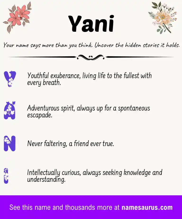 Acrostic poem about Yani.