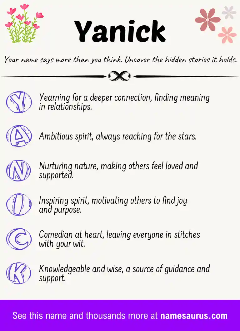 Acrostic poem about Yanick.