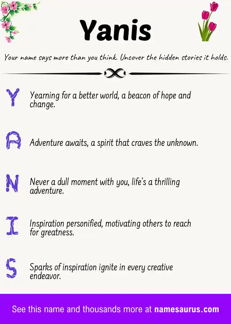 Acrostic poem about Yanis.