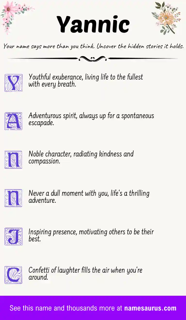 Acrostic poem about Yannic.