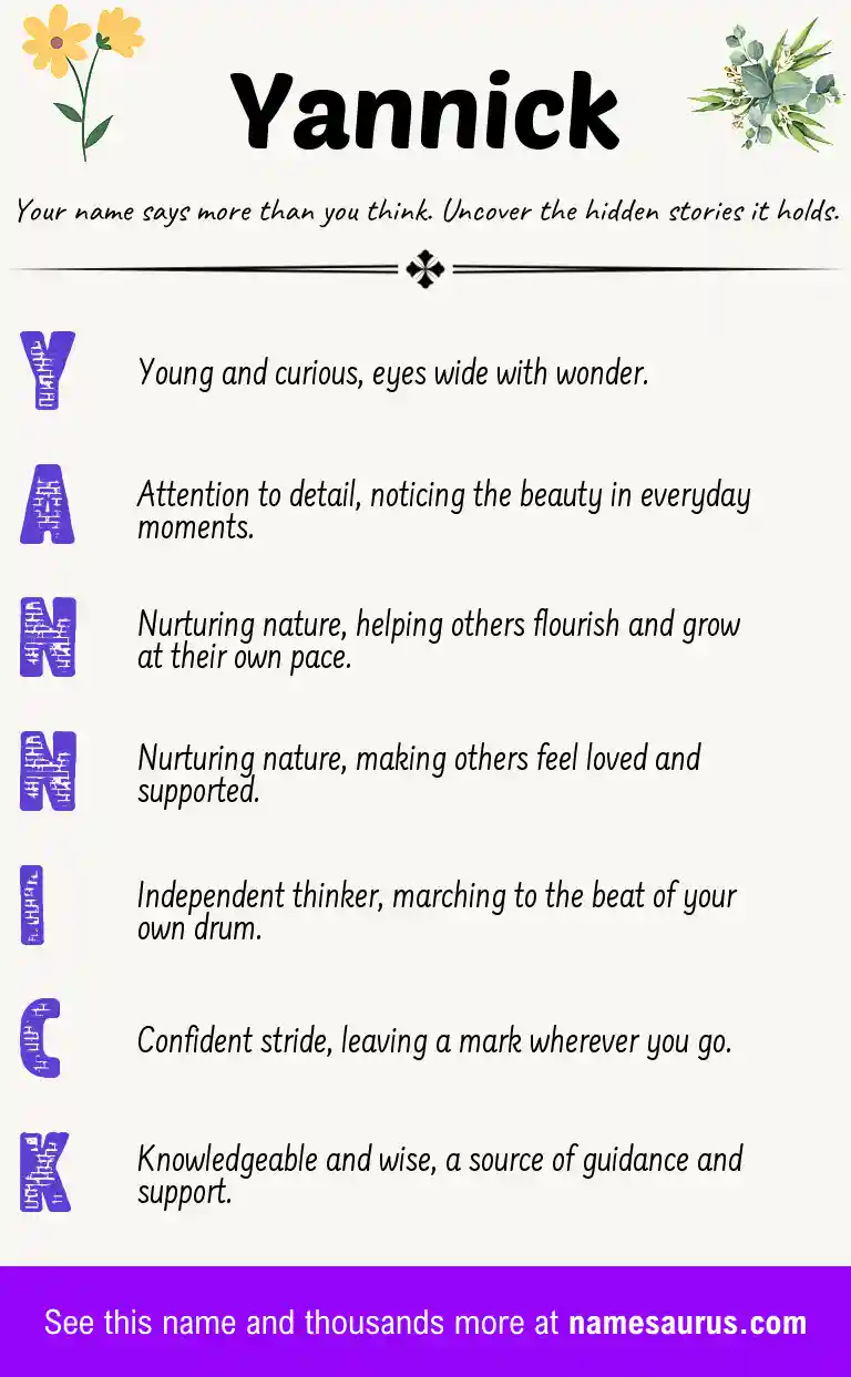 Acrostic poem about Yannick.