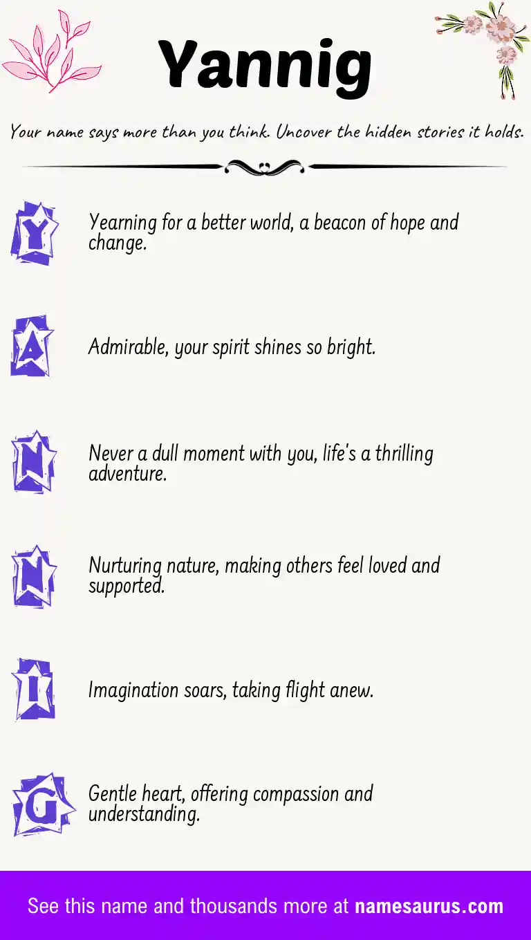 Acrostic poem about Yannig.