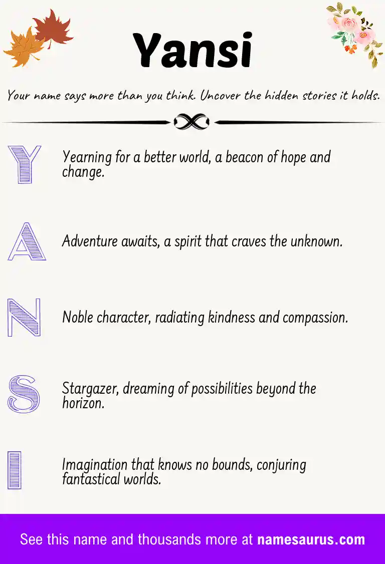 Acrostic poem about Yansi.