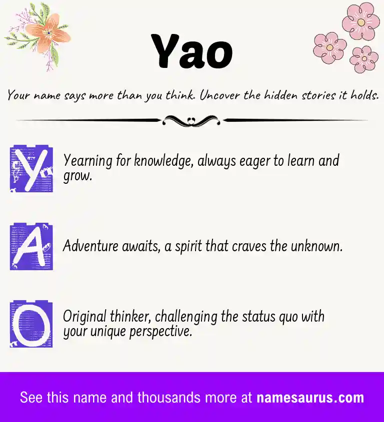 Acrostic poem about Yao.
