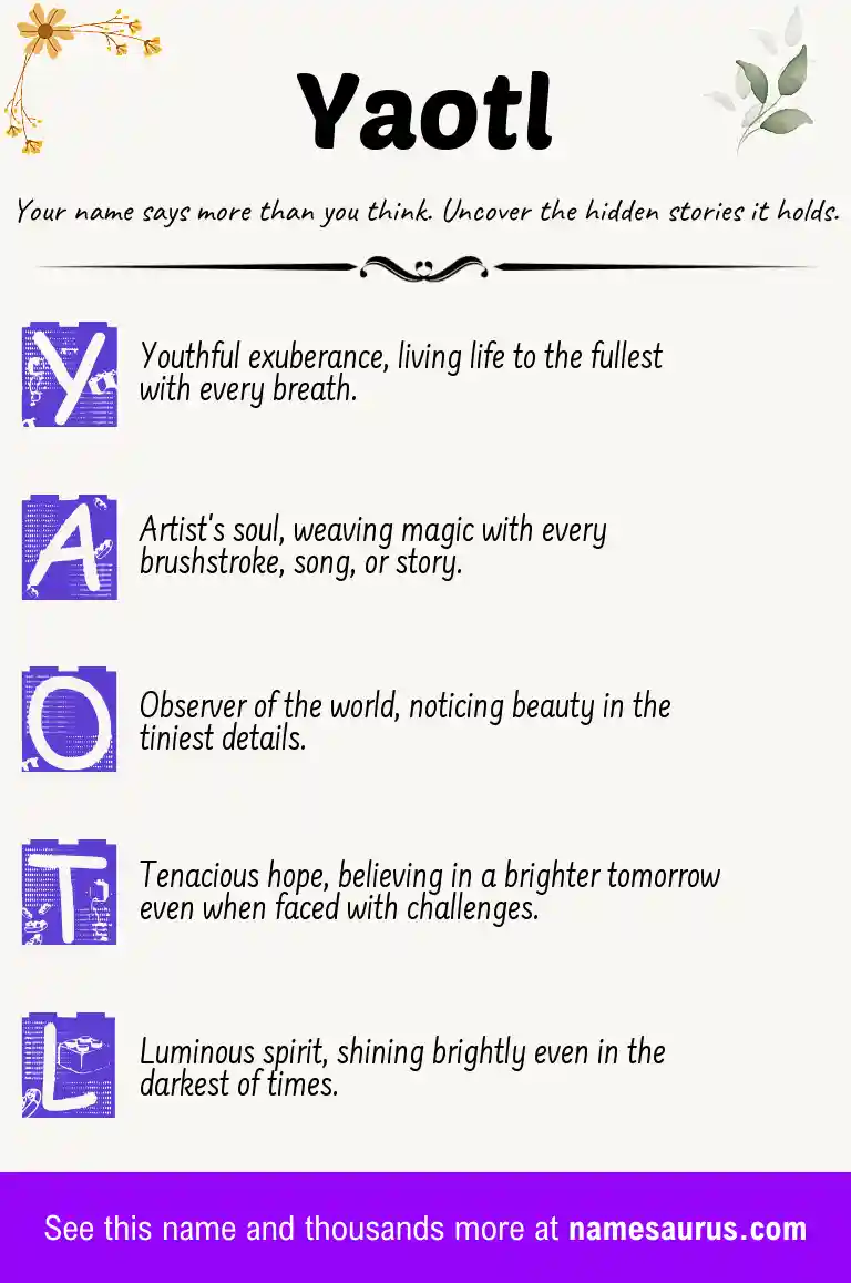 Acrostic poem about Yaotl.
