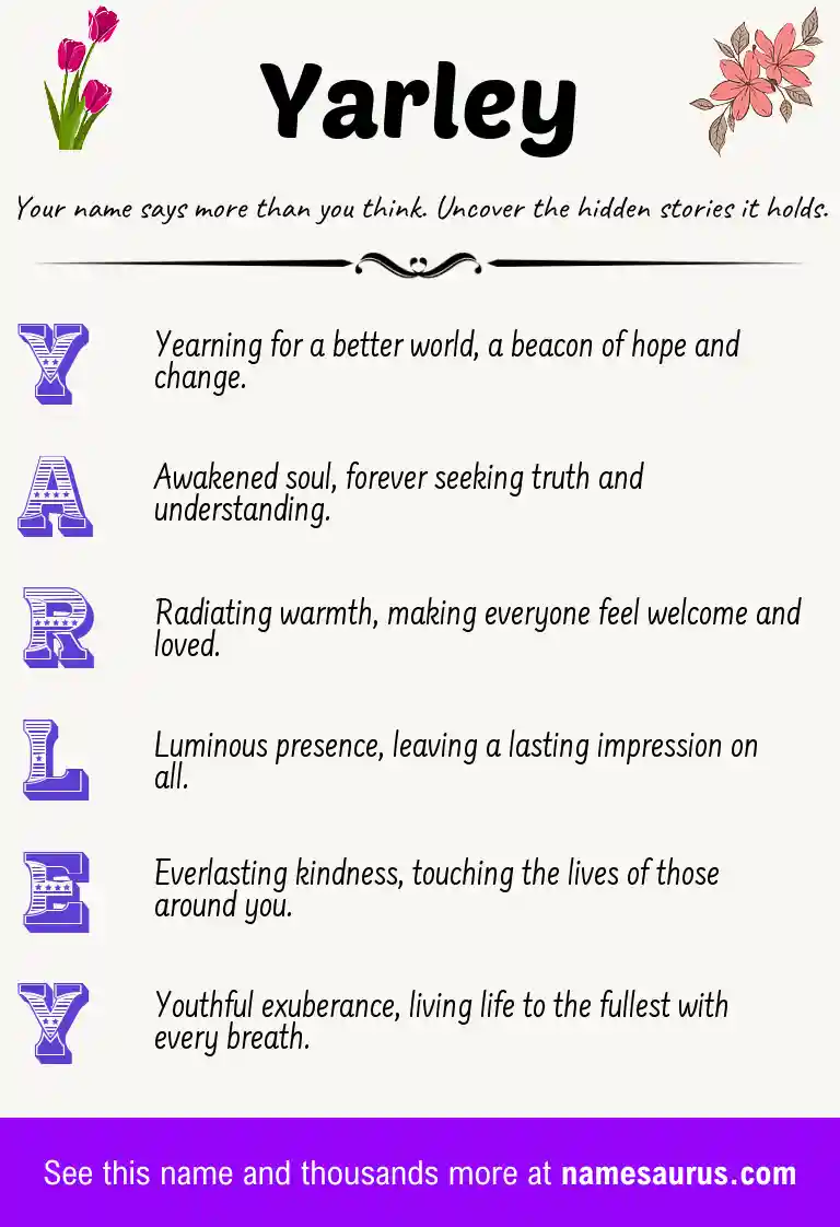Acrostic poem about Yarley.