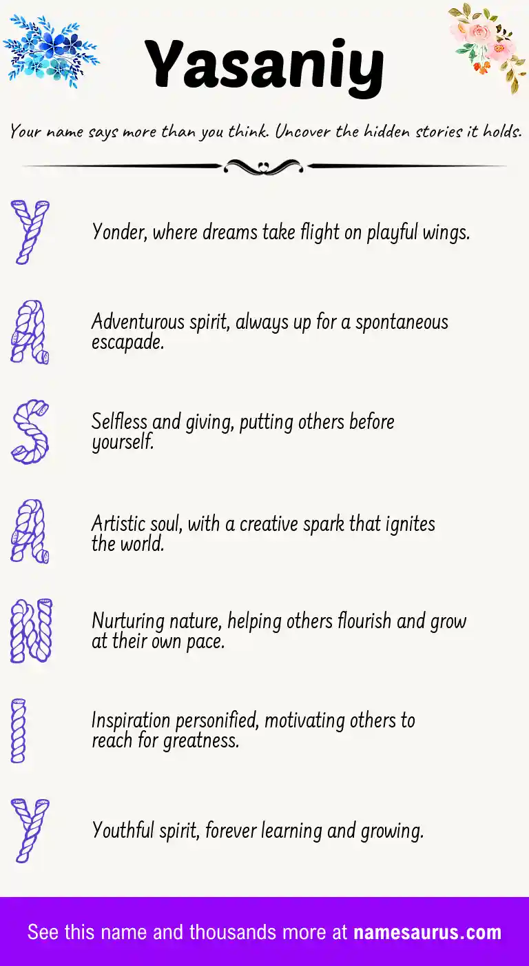 Acrostic poem about Yasaniy.