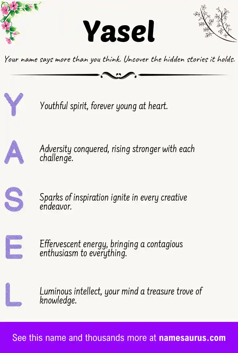Acrostic poem about Yasel.