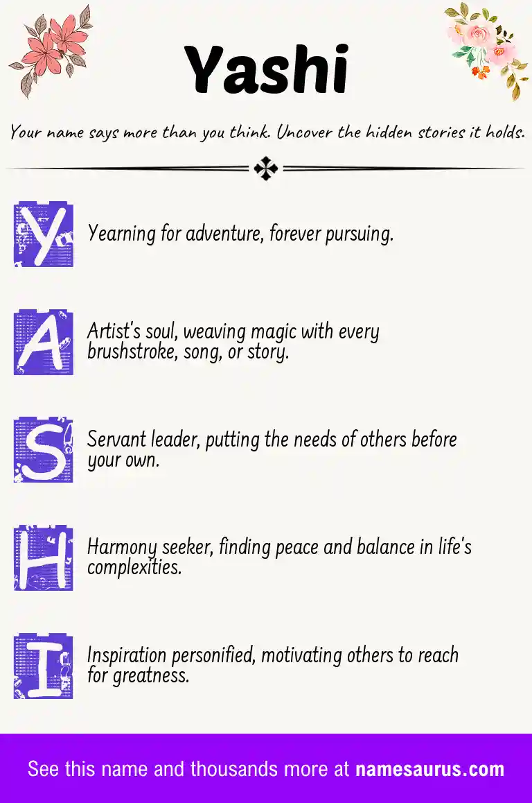 Acrostic poem about Yashi.