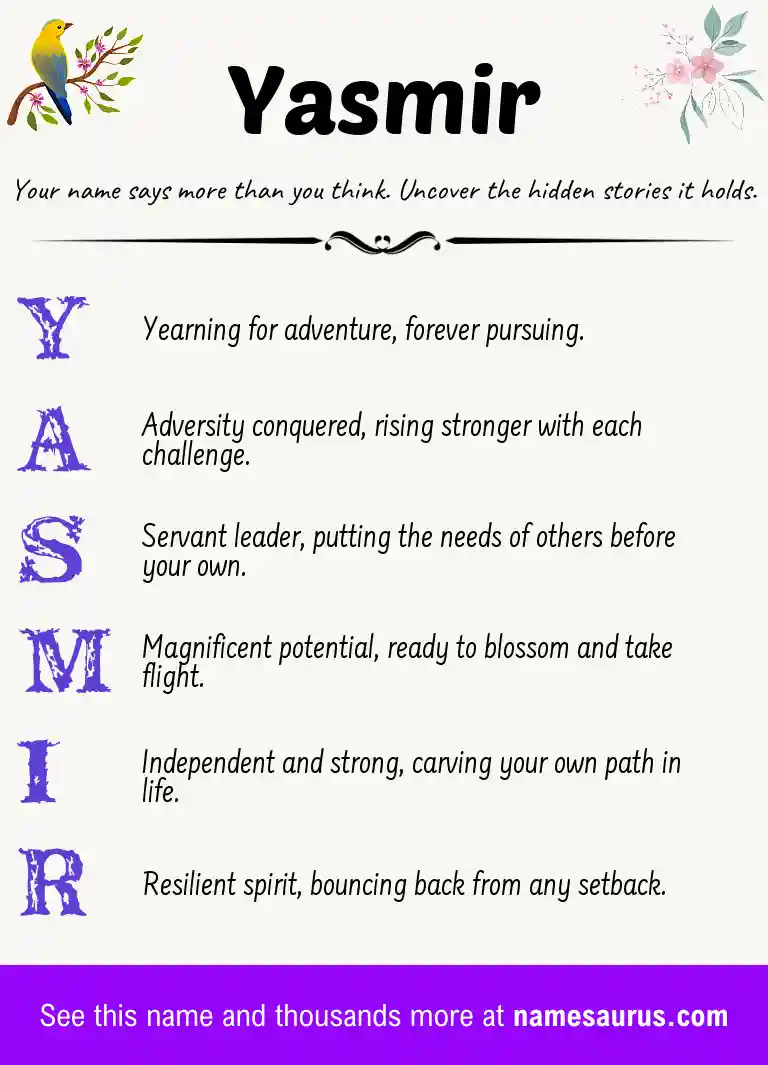 Acrostic poem about Yasmir.