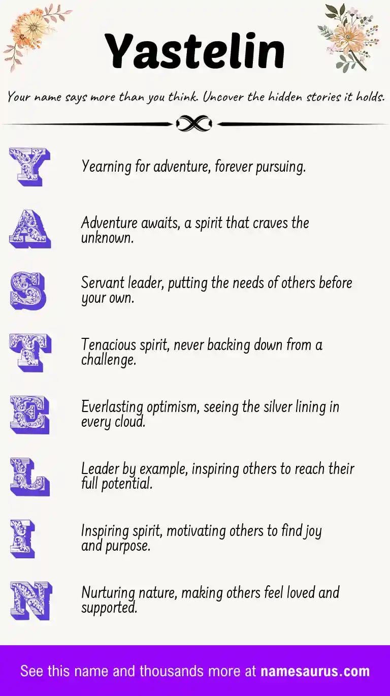Acrostic poem about Yastelin.