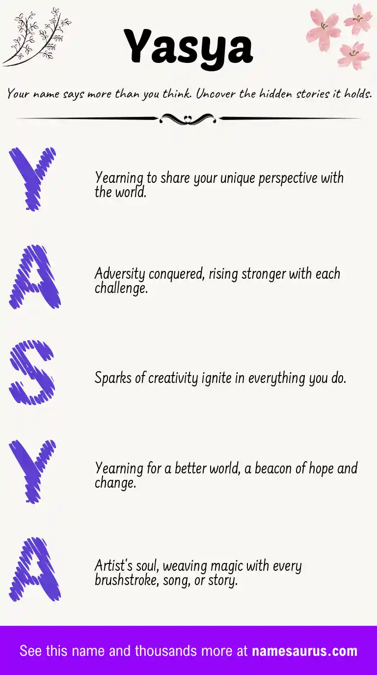 Acrostic poem about Yasya.