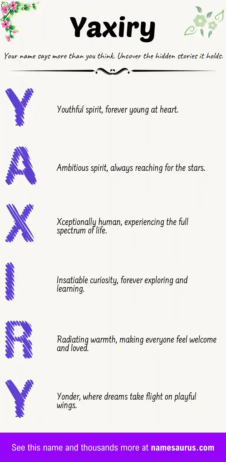 Acrostic poem about Yaxiry.