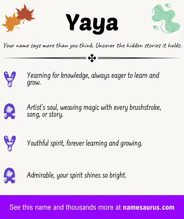 Acrostic poem about Yaya.