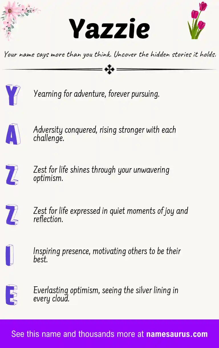 Acrostic poem about Yazzie.