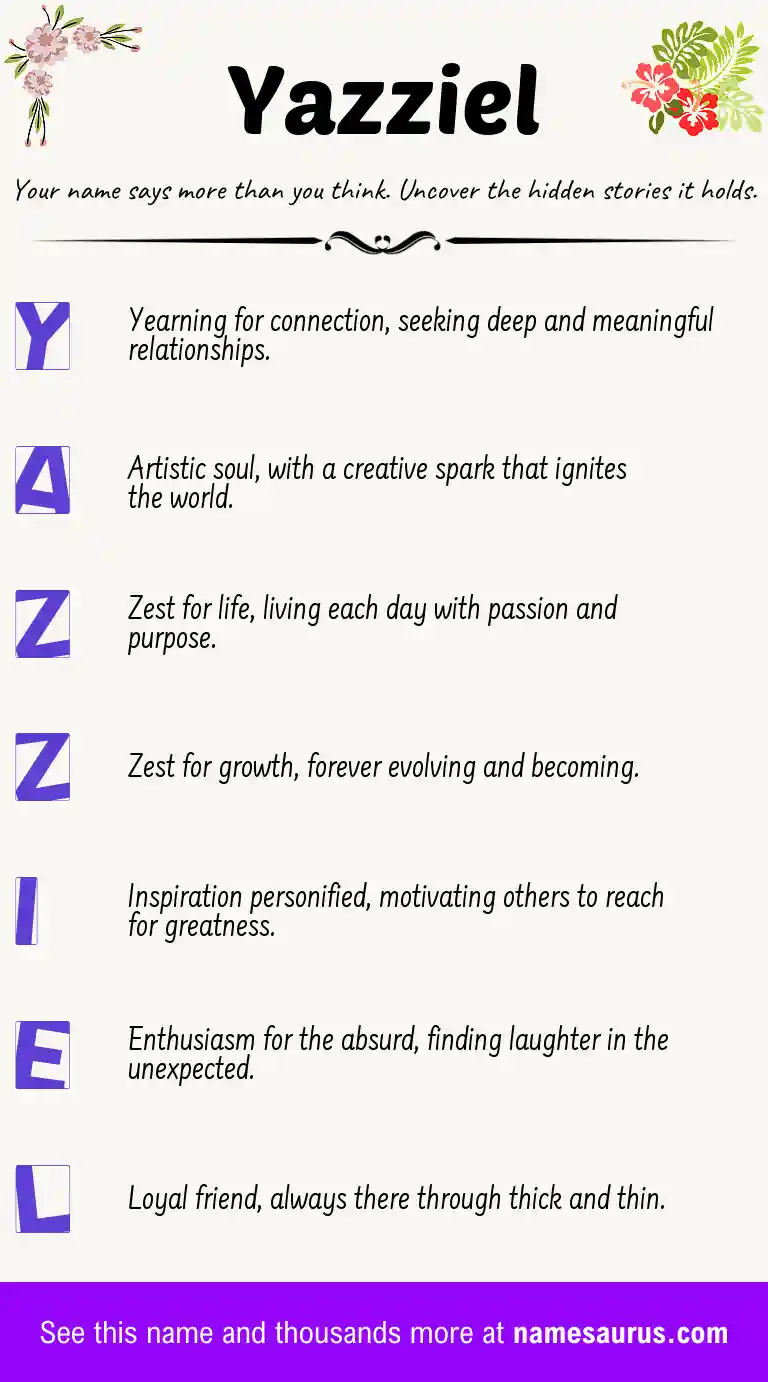 Acrostic poem about Yazziel.