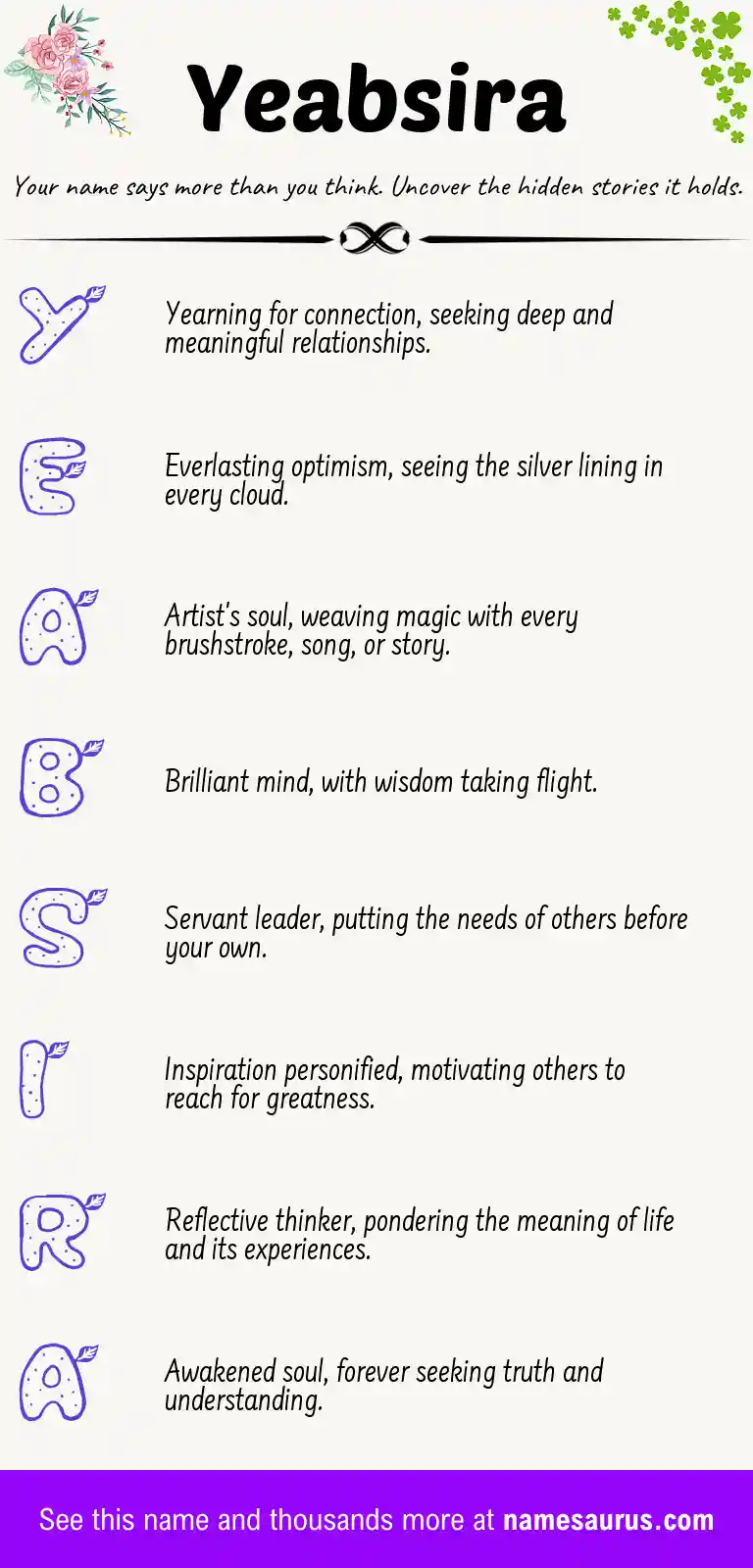 Acrostic poem about Yeabsira.