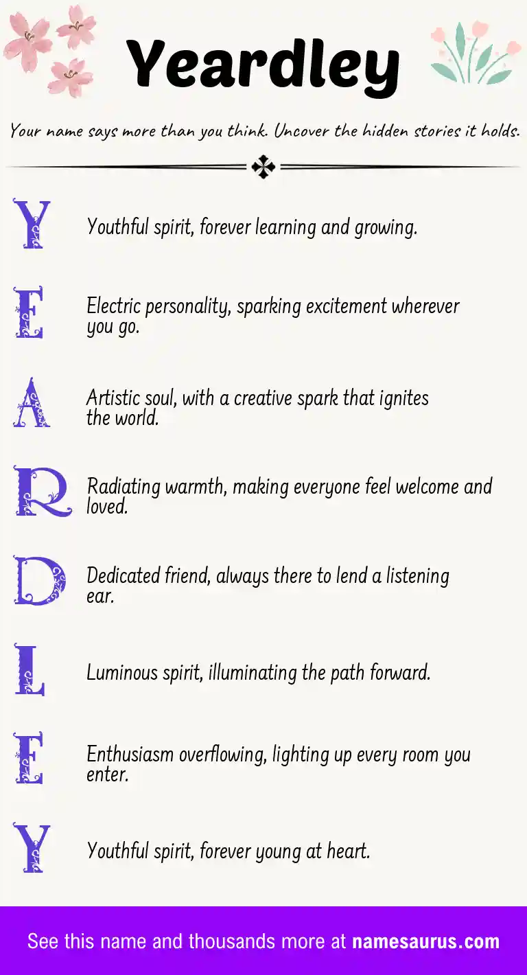 Acrostic poem about Yeardley.