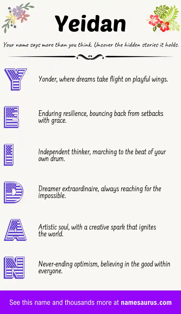 Acrostic poem about Yeidan.