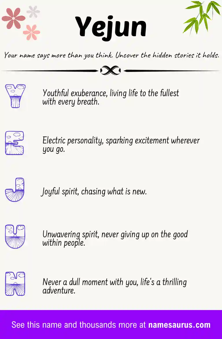 Acrostic poem about Yejun.