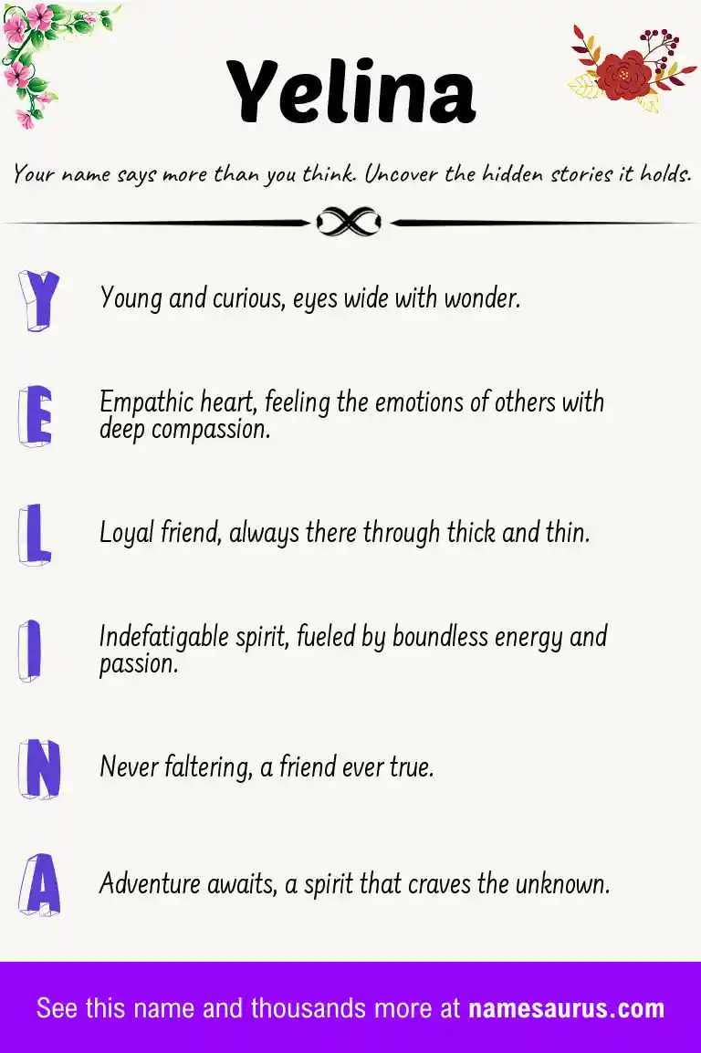Acrostic poem about Yelina.