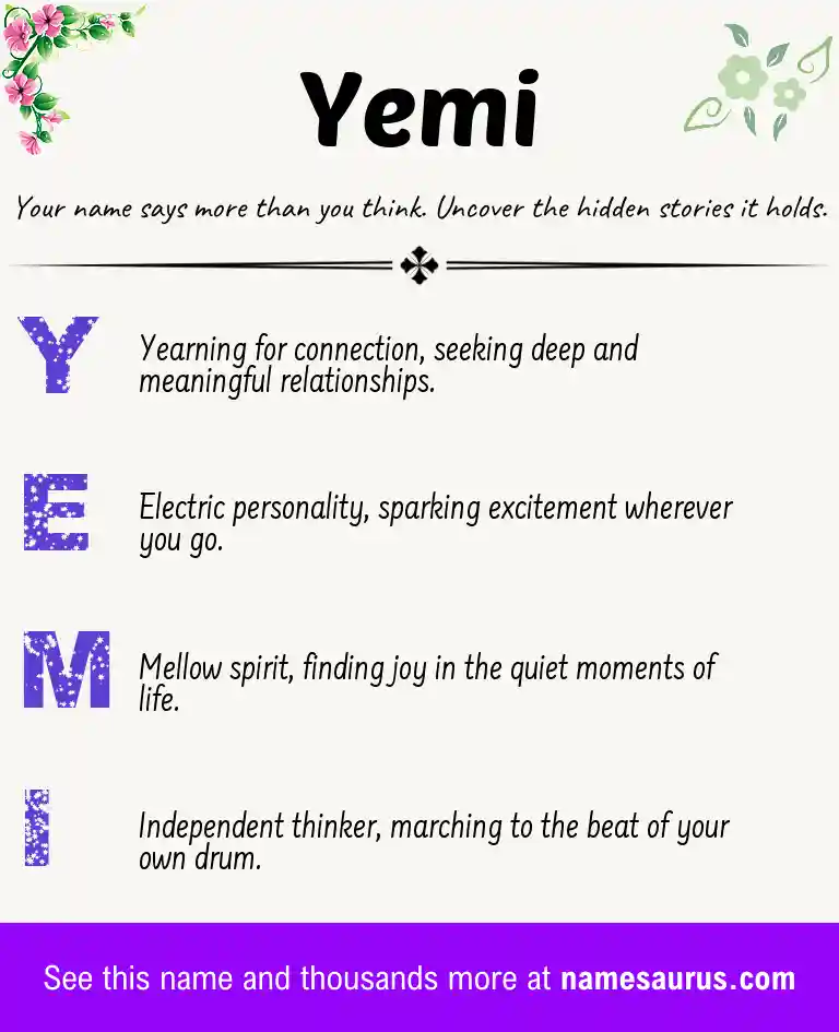Acrostic poem about Yemi.