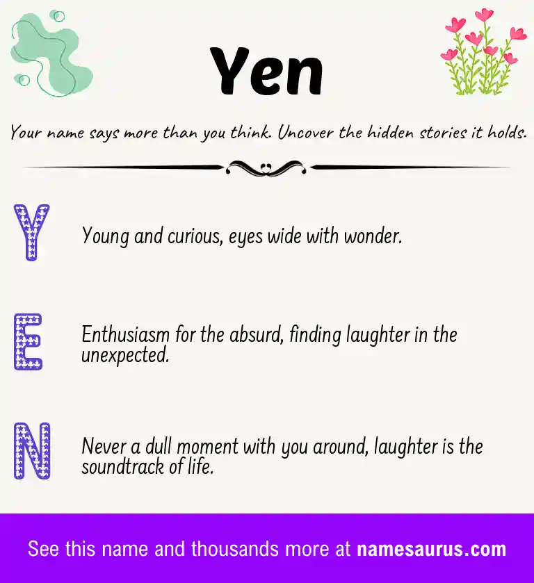 Acrostic poem about Yen.