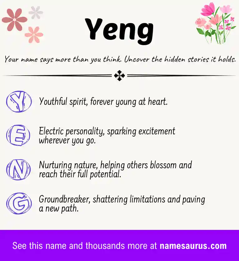 Acrostic poem about Yeng.