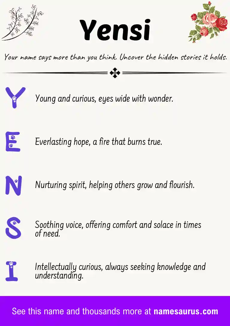 Acrostic poem about Yensi.