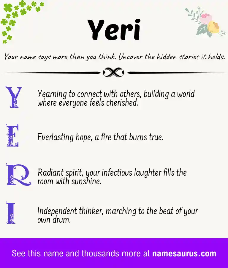 Acrostic poem about Yeri.