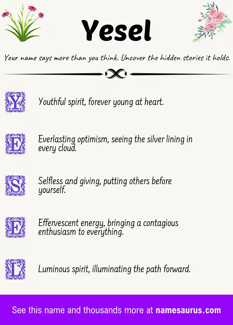 Acrostic poem about Yesel.