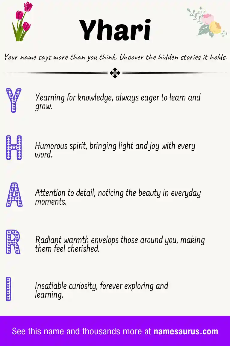 Acrostic poem about Yhari.