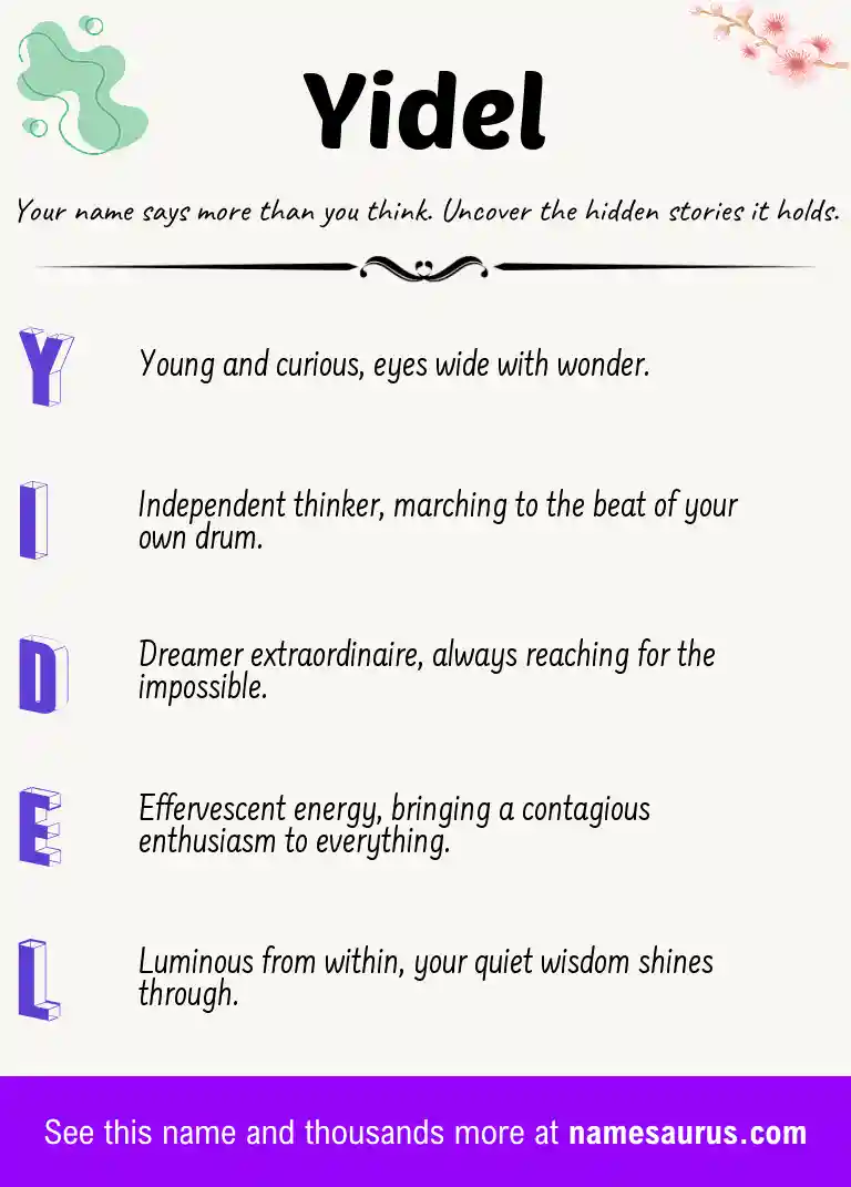 Acrostic poem about Yidel.