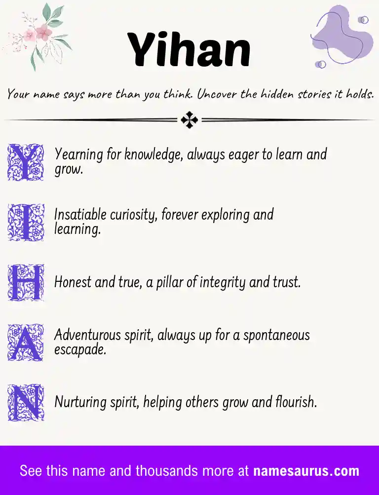 Acrostic poem about Yihan.
