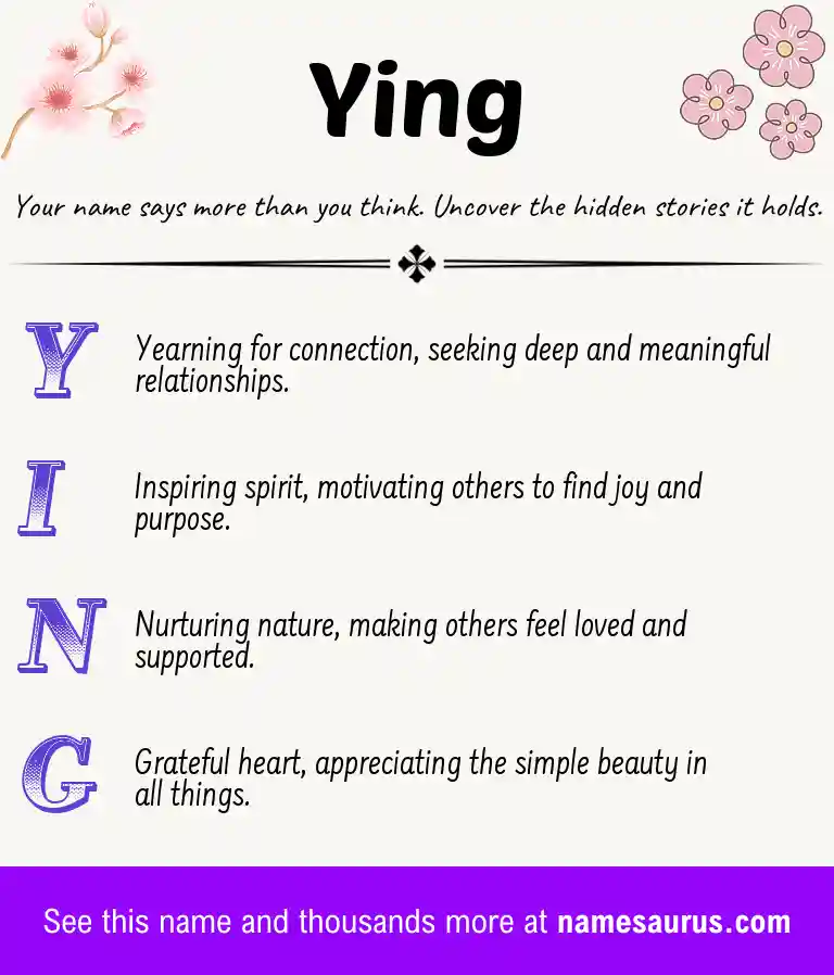 Acrostic poem about Ying.