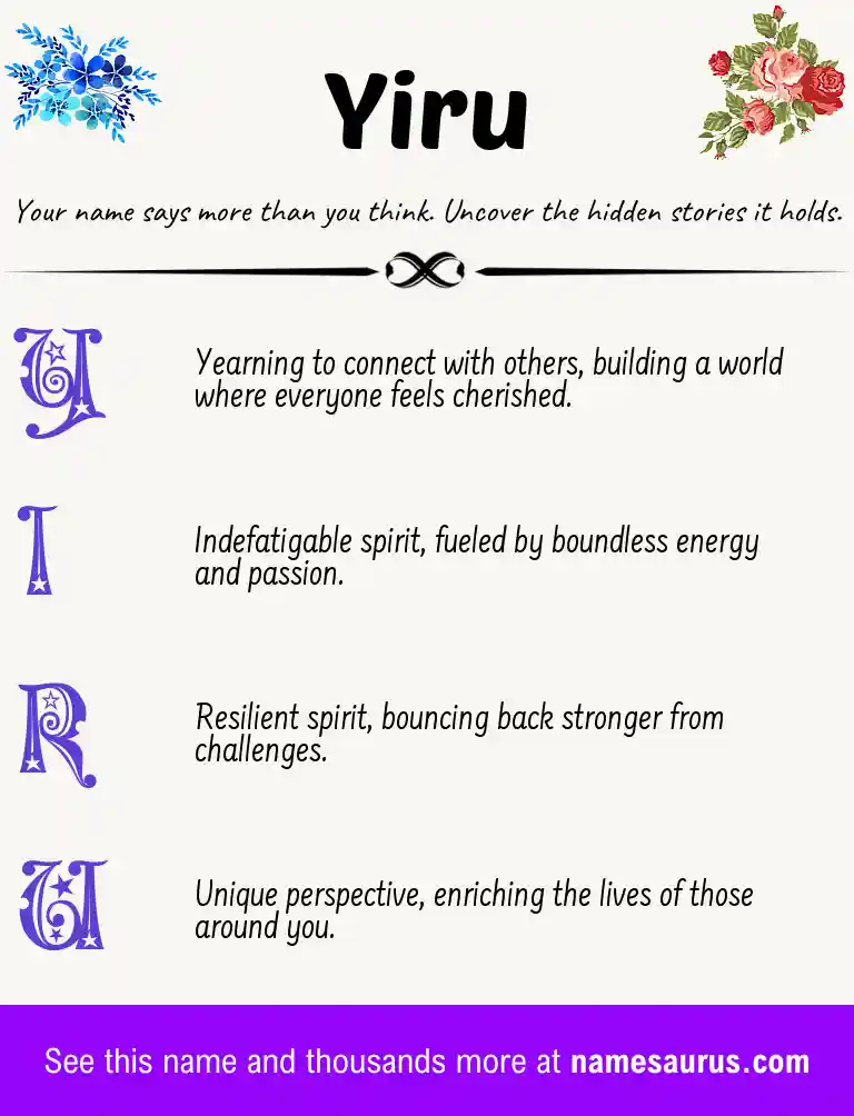 Acrostic poem about Yiru.