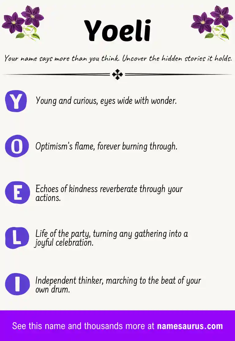 Acrostic poem about Yoeli.