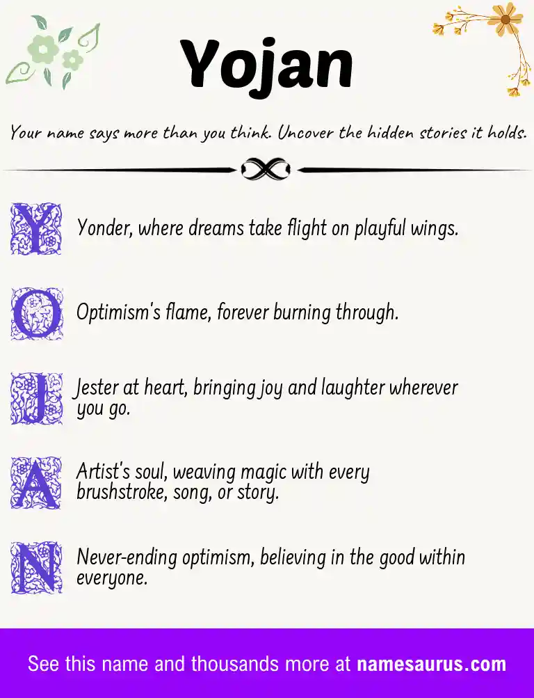 Acrostic poem about Yojan.