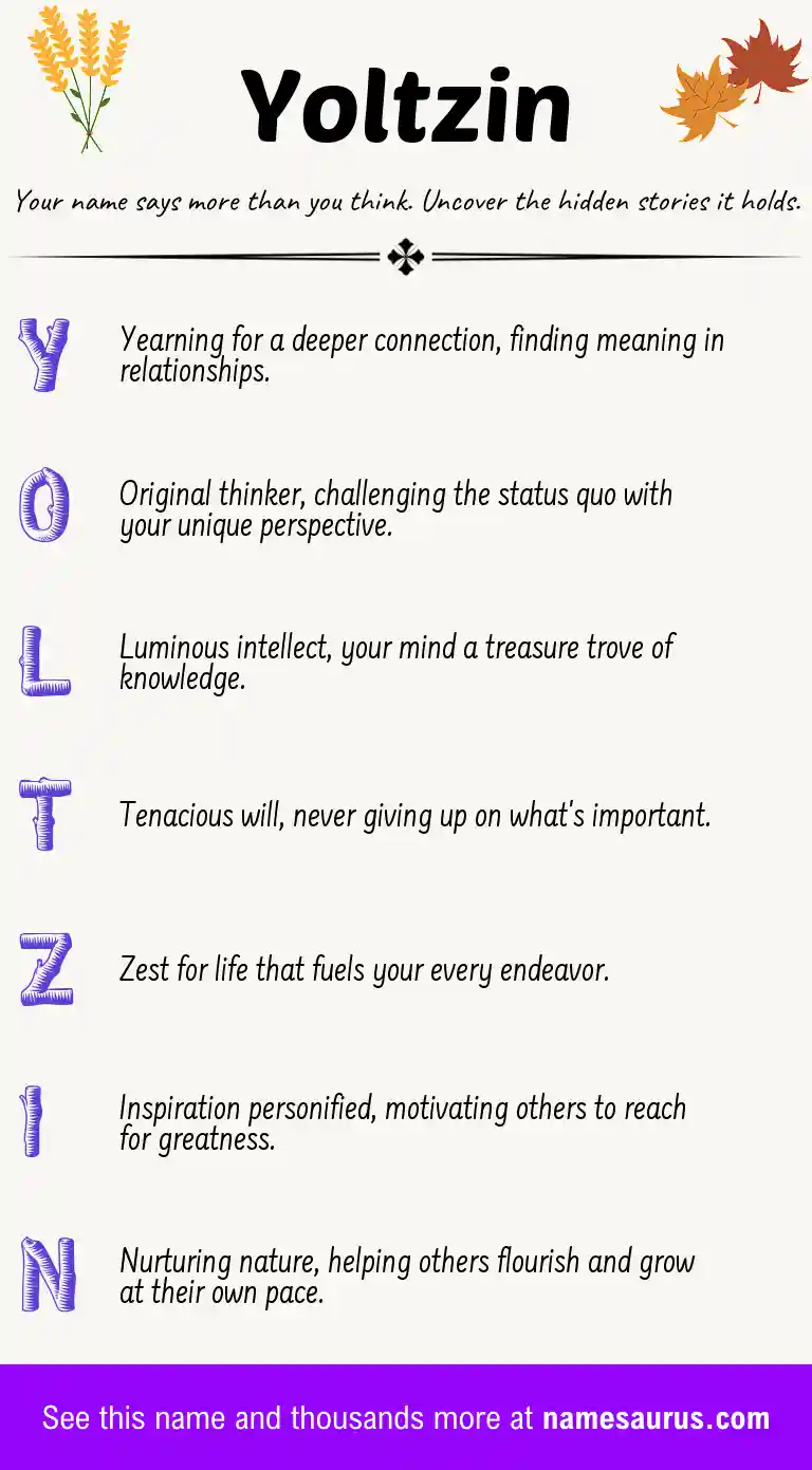 Acrostic poem about Yoltzin.