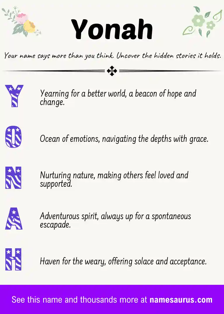 Acrostic poem about Yonah.