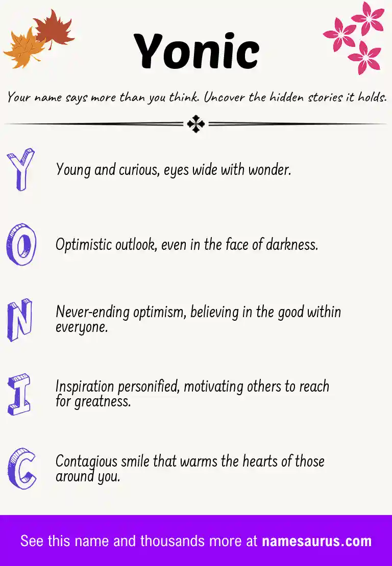 Acrostic poem about Yonic.