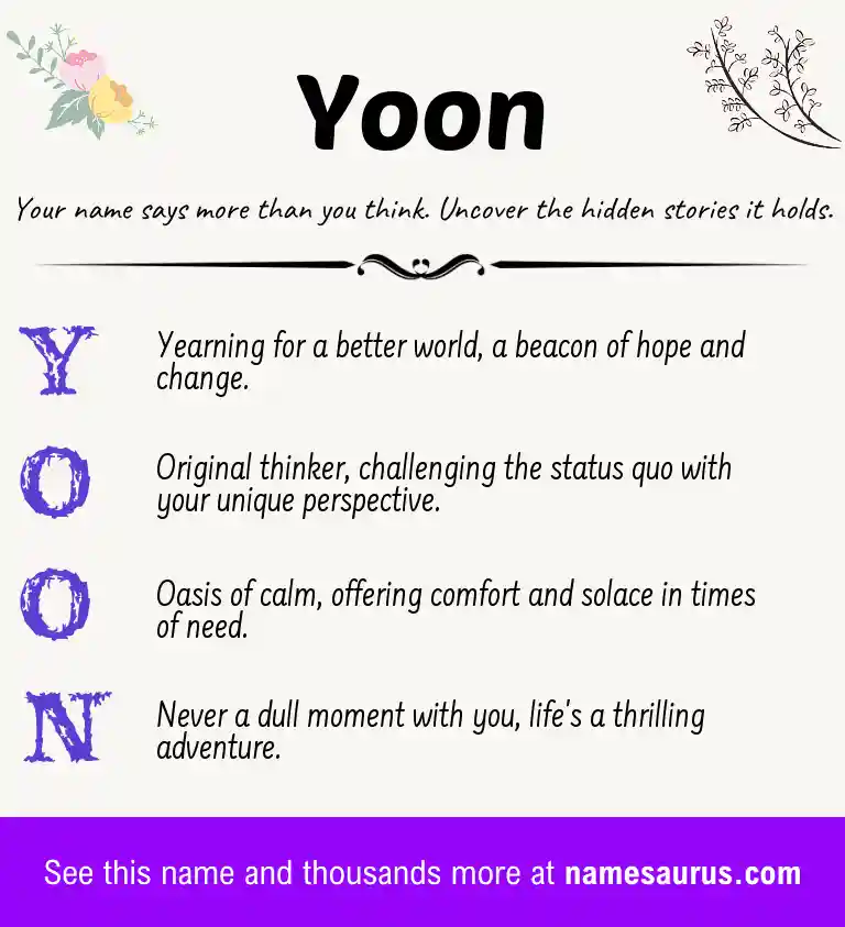 Acrostic poem about Yoon.