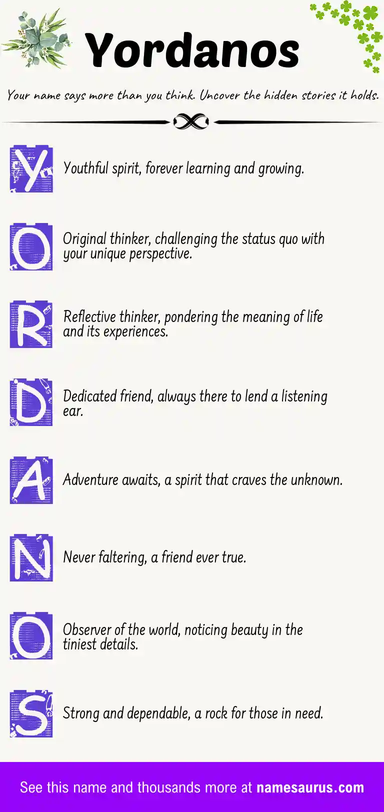 Acrostic poem about Yordanos.