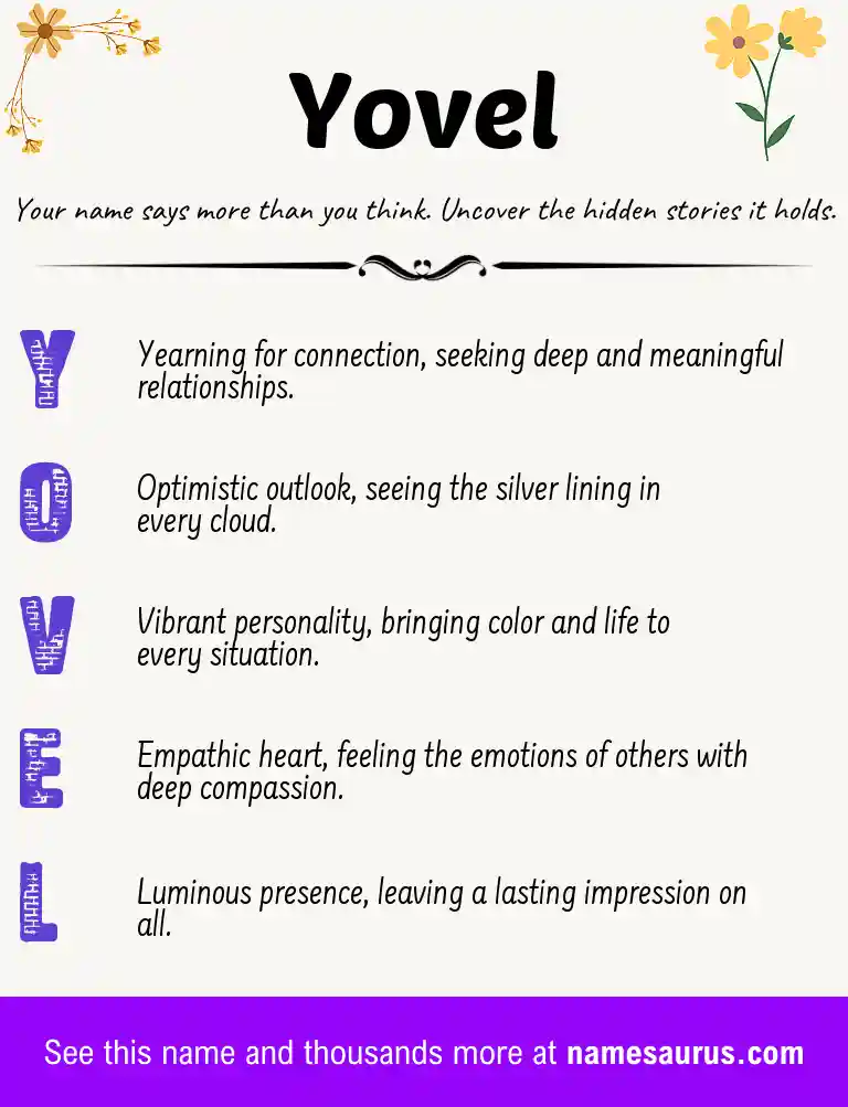 Acrostic poem about Yovel.