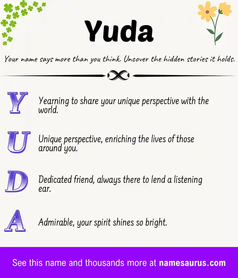 Acrostic poem about Yuda.