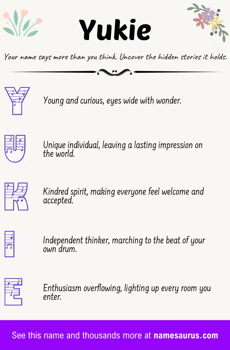 Acrostic poem about Yukie.