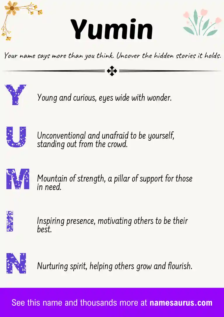 Acrostic poem about Yumin.