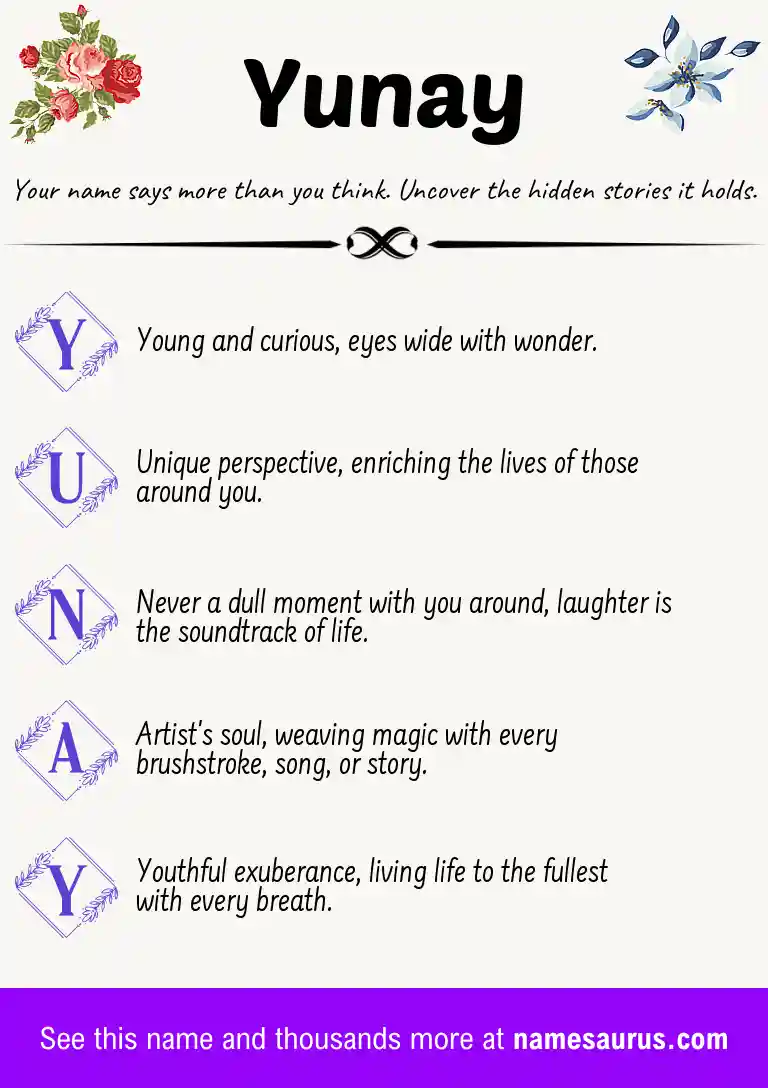 Acrostic poem about Yunay.